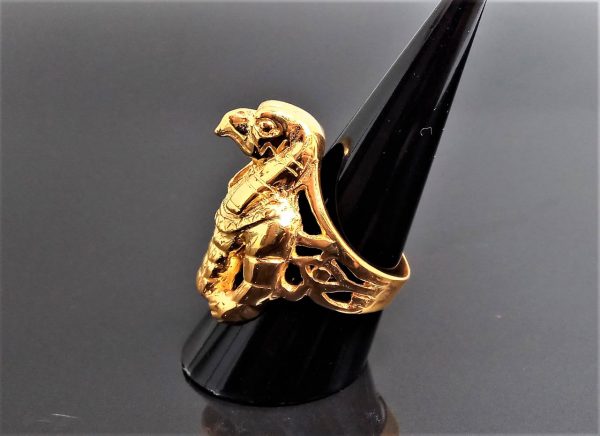 Horus STERLING SILVER 925 Ring Great HORUS Ancient Egyptian God Gold Plated Egypt Spiritual Sacred Talisman Amulet