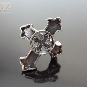 Raw Gothic Cross 925 Sterling Silver Ring Knight Templar Biker Talisman Amulet Sacred Symbol Handmade