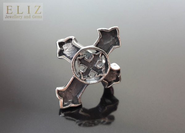 Raw Gothic Cross 925 Sterling Silver Ring Knight Templar Biker Talisman Amulet Sacred Symbol Handmade