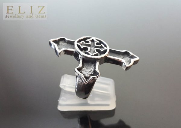 Raw Gothic Cross 925 Sterling Silver Ring Knight Templar Biker Talisman Amulet Sacred Symbol Handmade