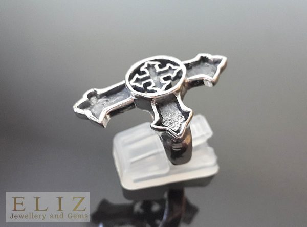 Raw Gothic Cross 925 Sterling Silver Ring Knight Templar Biker Talisman Amulet Sacred Symbol Handmade