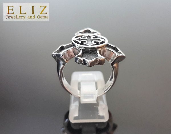 Raw Gothic Cross 925 Sterling Silver Ring Knight Templar Biker Talisman Amulet Sacred Symbol Handmade