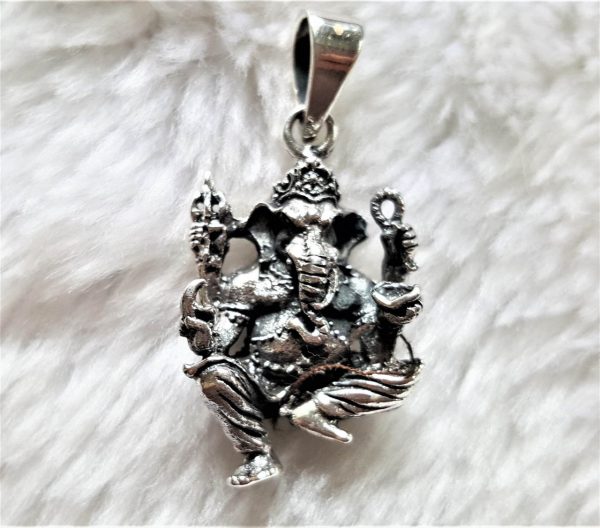 Ganesh 925 Sterling Silver Ring Great Ganesha 4 Hands Lord of Success Wealth Wisdom Ohm Aum Talisman Amulet Good Luck Ohm Symbol