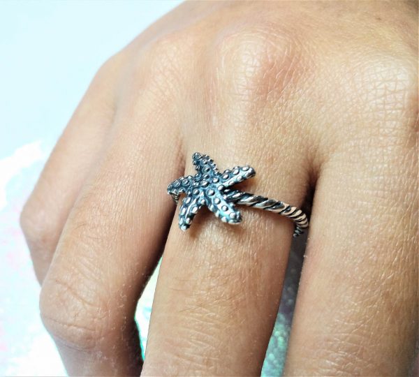 Starfish Ring Sterling Silver 925 StarFish Ring Ocean Star Sea Talisman Gift
