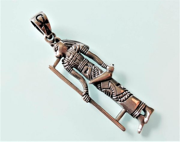 925 Sterling Silver Pendant BASTET Goddess of Egypt Cat Egyptian Ankh Sacred Symbol Talisman Amulet Handmade
