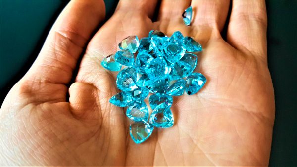 Blue Topaz 10 pcs LOT Loose Genuine Gemstones 9x9 mm Natural Blue Topaz TRILLION Cut Stone Faceted Precious Sky Blue Topaz