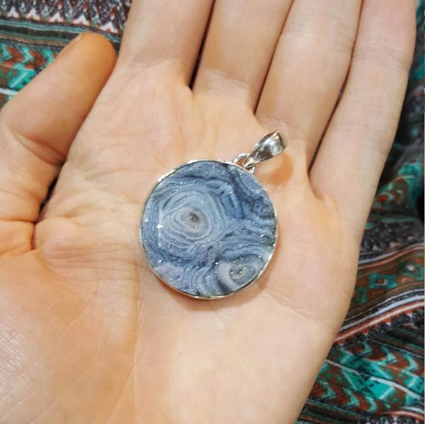 STERLING SILVER 925 Natural Druzy Rock Crystal Quartz Geode Pendant Exclusive Gift Talisman Amulet