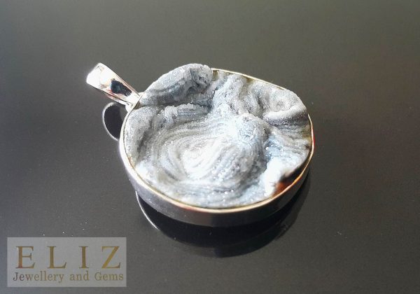 STERLING SILVER 925 Natural Druzy Rock Crystal Quartz Geode Pendant Exclusive Gift Talisman Amulet