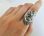 American Indian Ring Sterling Silver 925 Ring Eagle Protector Women American Indian Talisman Amulet Feather Free Spirit Handmade