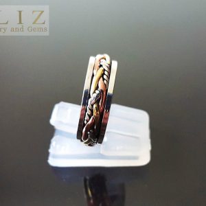 Spinner Ring 925 STERLING SILVER with mild Copper and Brass Accents Meditation Anti stress