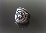Compass Ring 925 STERLING SILVER Nautical Sun Dial Compass Wheel & Anchor North/South East/West Moon Punk Goth Biker Rocker