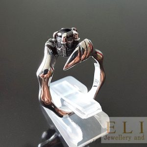 925 Sterling Silver Dragon Claw Black Cubic Zirconia Ring Magic Gothic