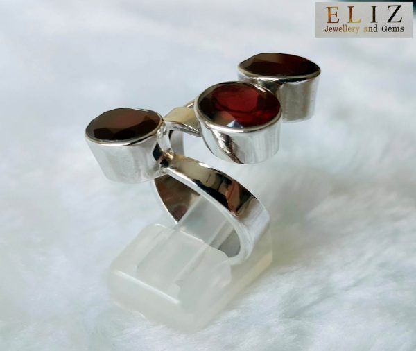 Garnet Ring 925 Sterling Silver Genuine GARNET Ring NEW design Adjustable