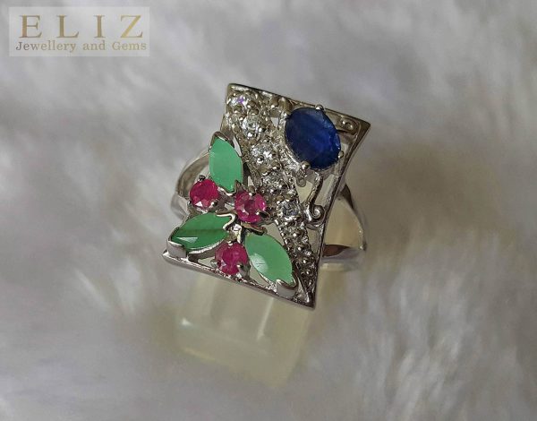 Sterling Silver 925 Ring Precious Sapphire Ruby Emerald Natural Gemstones