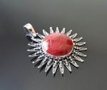 Natural Red Coral Sterling Silver 925 SUN Pendant Exclusive Custom Made Gift Talisman Amulet