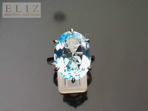 Genuine Blue Topaz Ring Sterling Silver 925 Large Precious Natural Gemstone Exclusive Gift