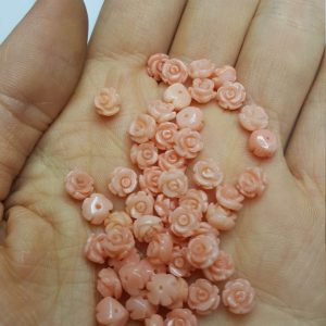 Natural CORAL Wholesale Lot 10 pcs Loose Hand Carved Angel Skin Light Peach Pink Half Drilled