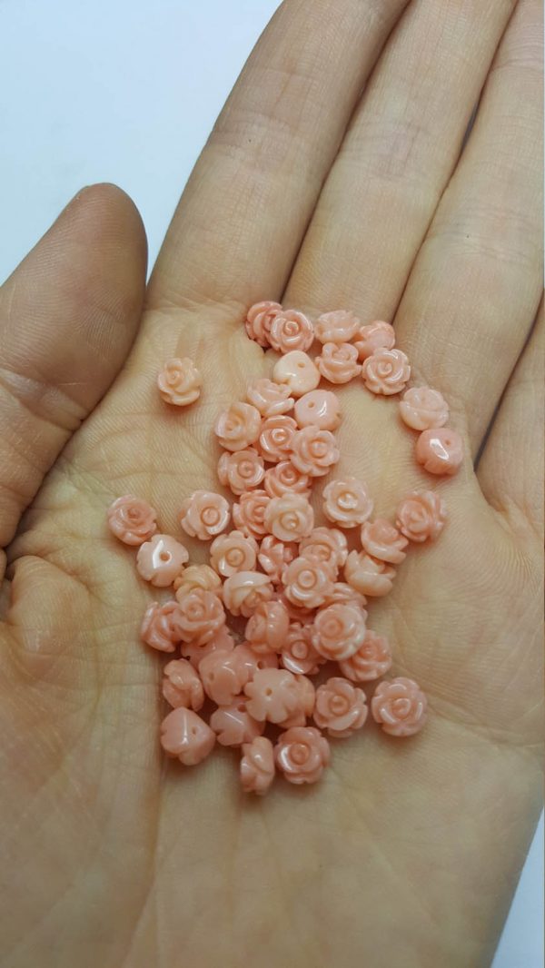 Natural CORAL Wholesale Lot 10 pcs Loose Hand Carved Angel Skin Light Peach Pink Half Drilled
