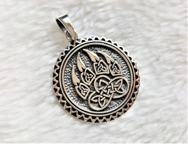 Bear Paw Pendant Sterling Silver 925 Viking Bear Paw Claw Slavic Warding Veles Sacred Symbol Talisman Amulet