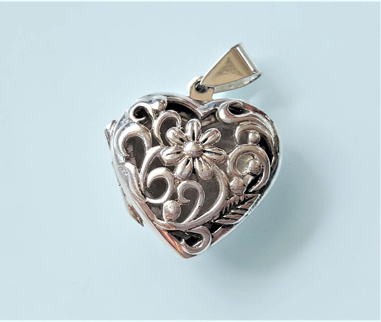 Open Heart Locket Pendant 925 Sterling Silver Flower Design Picture ...