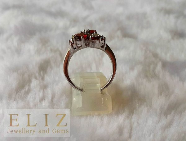 Genuine GARNET Ring 925 Sterling Silver Natural Gemstone Bouquet January Birthstone