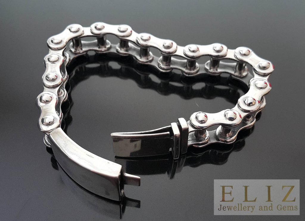 Biker Bracelet STERLING SILVER 925 Motorbike Motorcycle Chain Link ...