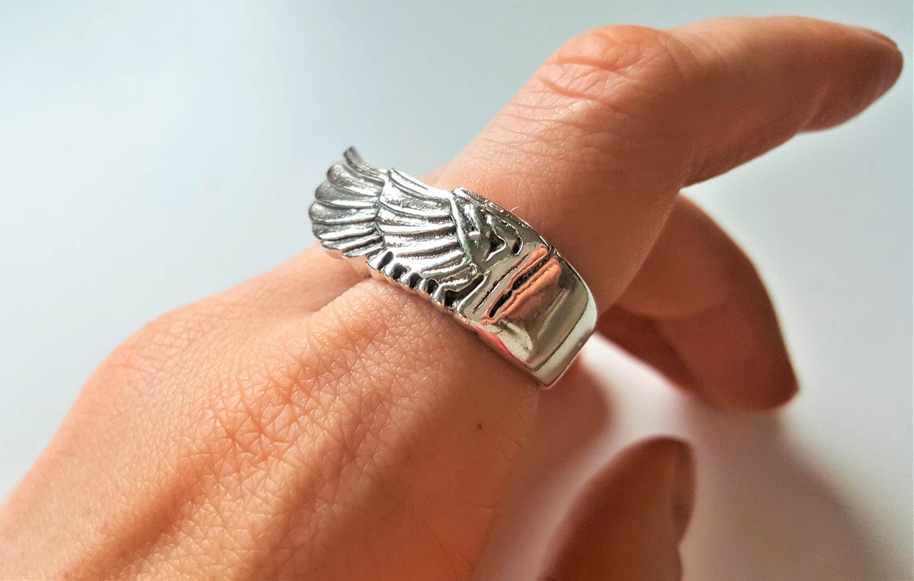 Details about   925 Sterling Silver Punk Men's eagle wings Ring Rings Jewelry  S3956