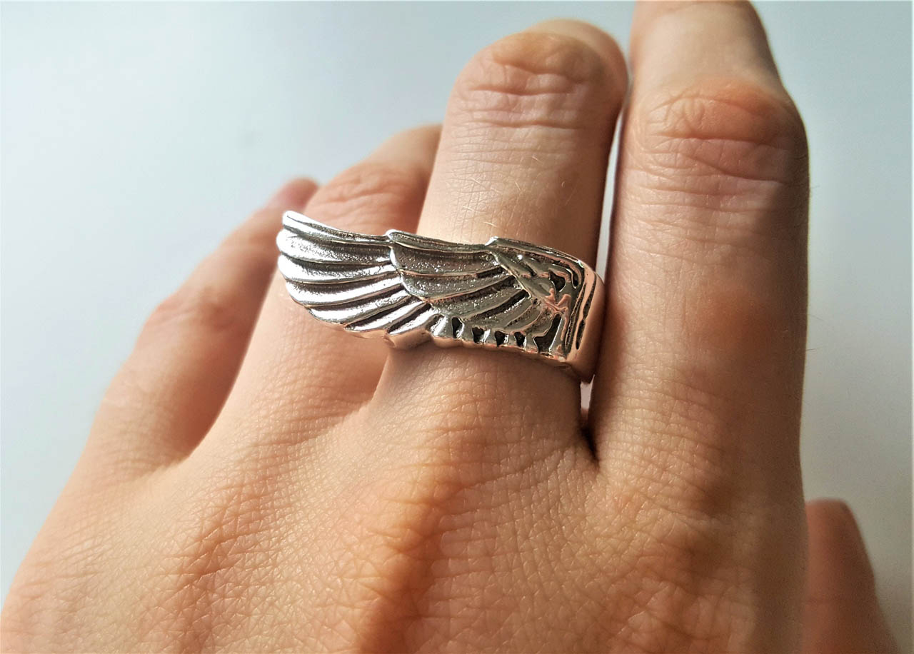 Details about   925 Sterling Silver Punk Men's eagle wings Ring Rings Jewelry  S3956