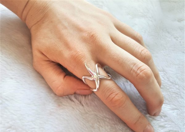 Starfish Ring STERLING SILVER 925 Ocean Star Sea Nautical Talisman Gift