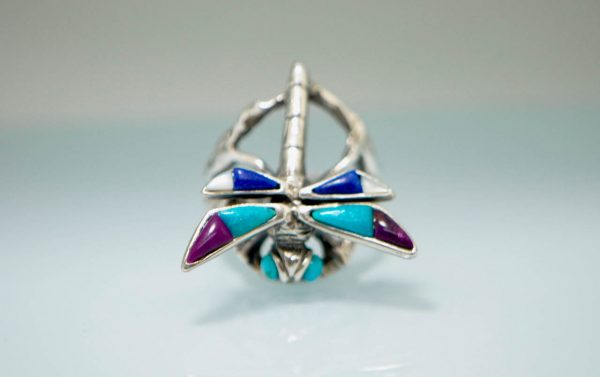 Dragon Fly Ring STERLING SILVER 925 Natural Turquoise Purple Howlite Lapis Mother of Pearl
