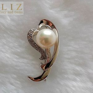 Sterling Silver 925 Brooch Natural Fresh Water White Pearl Exclusive Gift Brooch