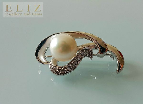 Sterling Silver 925 Brooch Natural Fresh Water White Pearl Exclusive Gift Brooch