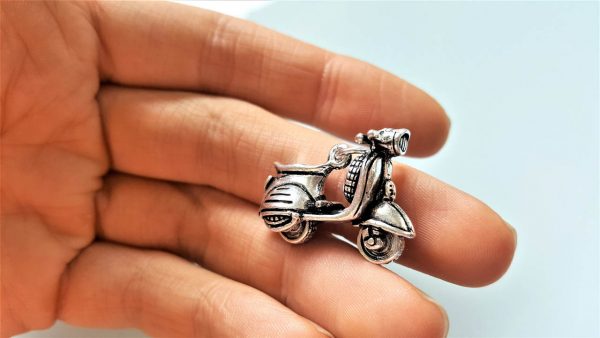 Vespa Pendant STERLING SILVER 925 Scooter Classic Vespa Spinning Tires Cute Gift