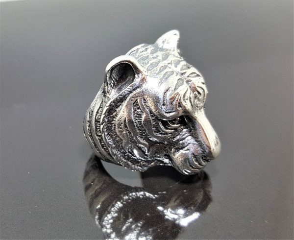 TIGER RING Sterling Silver 925 Big Cat UNISEX Animal Totem Exclusive Design Handmade Talisman Totem Anilmal Heavy 19 grams