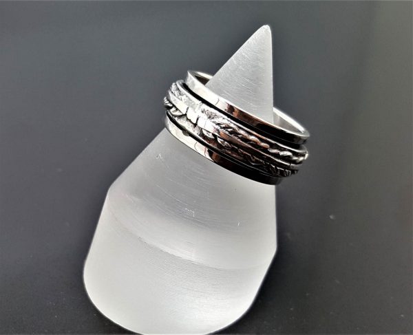 Feather Spinner Ring 925 Sterling Silver Eagle Feather Unisex Spinner Anti Stress Fidget Meditation Kinetic