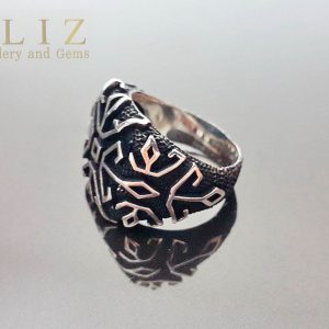 Solid Sterling Silver 925 Ring Arabic Ornament Oxidized Silver Exclusive Design