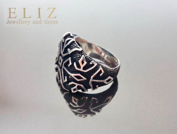 Solid Sterling Silver 925 Ring Arabic Ornament Oxidized Silver Exclusive Design