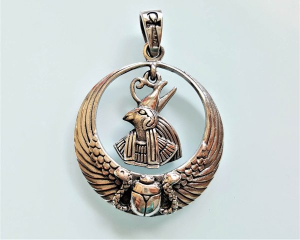 HORUS Pendant STERLING SILVER 925 God of Egypt Falcon Scarab Snake Egyptian Ankh Sacred Symbol Talisman Amulet Handmade