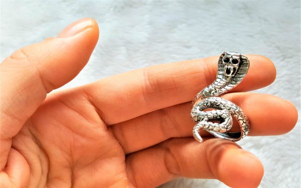 Snake Ring STERLING SILVER 925 Cobra Snake Sacred Symbol of Wisdom Handmade Talisman Amulet