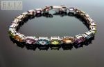 925 Sterling Silver Bracelet Genuine Peridot Amethyst Blue Topaz Citrine Tennise Bracelet 8 inches
