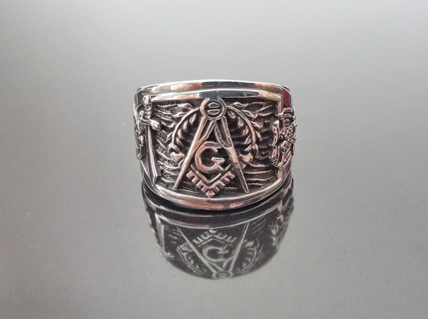 Masonic Ring STERLING SILVER 925 Mason Illuminati Masonic Sacred Symbols G Letter Geometry Mason Symbol Amulet Talisman