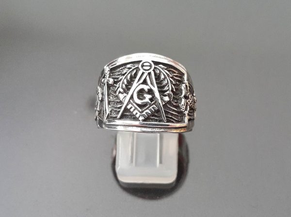 Masonic Ring STERLING SILVER 925 Mason Illuminati Masonic Sacred Symbols G Letter Geometry Mason Symbol Amulet Talisman