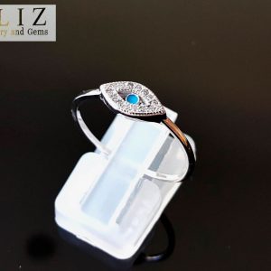 Sterling Silver 925 Ring Cubic Zirconia All Seeing Eye Protection Evil Eye Size 8