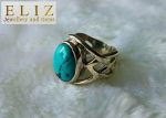 925 Sterling Silver Celtic Nordic knot Turquoise Ring Size 7