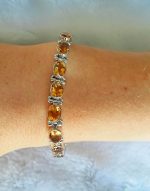 Genuine CITRINE Sterling Silver Bracelet Power of SUN Stone of Succes 7.5 inches Adjustable