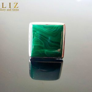 MALACHITE Sterling Silver 925 Square Ring Size 9