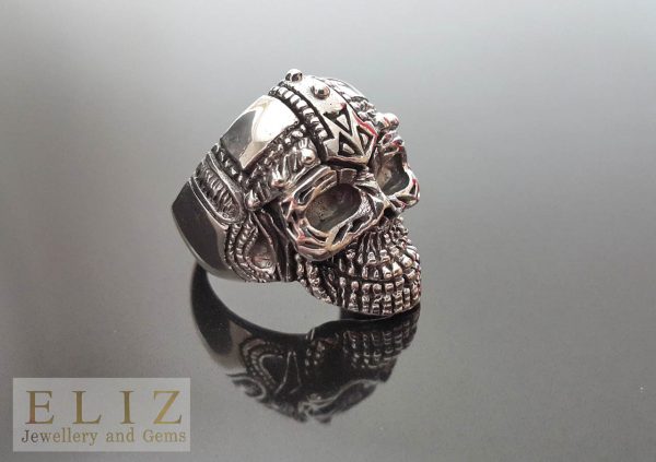 Aztec Tribal Skull .925 Sterling Silver Ring