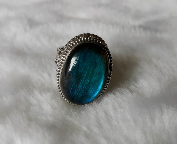 Mysterious LABRADORITE Sterling Silver 925 Ring SZ 8