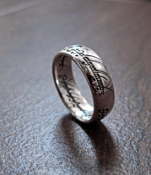 SOLID Sterling Silver .925 Magic Elvish Scripted Ring FANTASY 6.5 grams SIZE  6.5