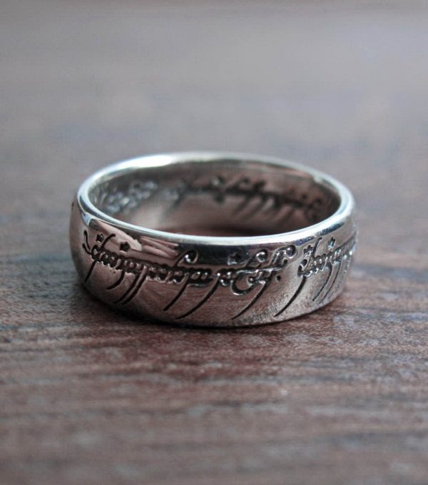 SOLID Sterling Silver .925 Magic Elvish Scripted Ring FANTASY 6.5 grams SIZE  6.5